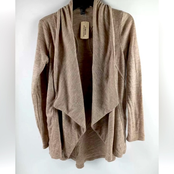 BNWT FOREVER 21 OPEN FRONT HI LOW OATMEAL BEIGE KNIT CARDIGAN SIZE MEDIUM - Picture 7 of 12
